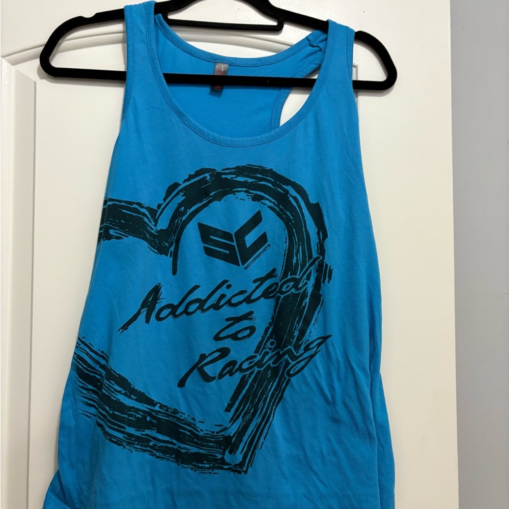 District Blue Athletic Tank Top with Graphic Design Motorcross Racing - Picture 4 of 9